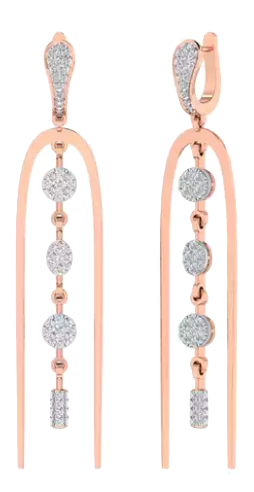 Pave Set- Modern Diamond Drop Earrings - JN030609-ER19