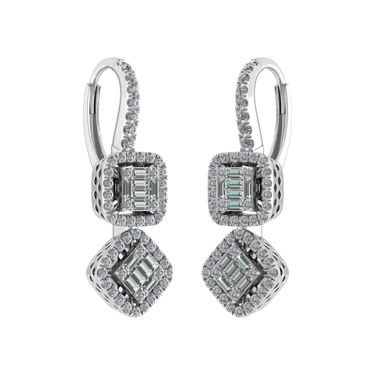 Beautiful Custom - Emerald Cut Real Diamond Geometric Shape Earring JN030609-ER9