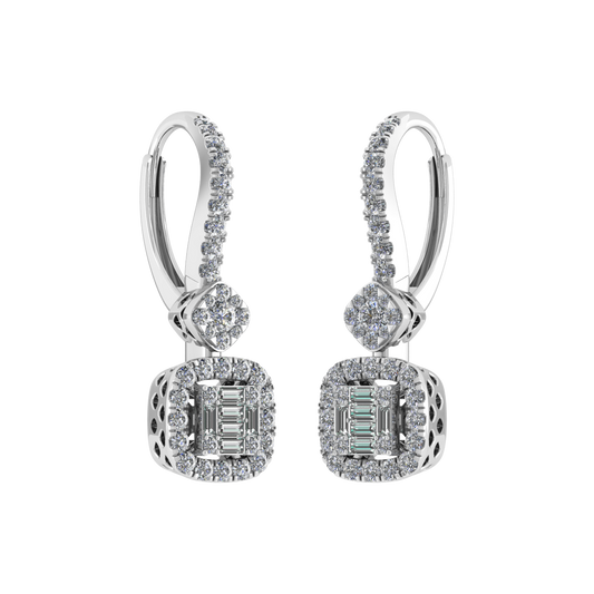 Elegant Custom Design Emerald Cut Diamond Geometric Shape Earring - JN030609-ER10