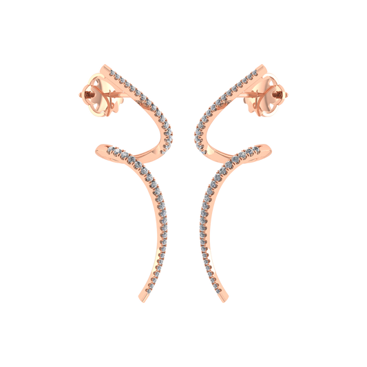 Modern 18k Gold Diamond Drop Bar Cuve Shaped Earring - JN030609-ER16