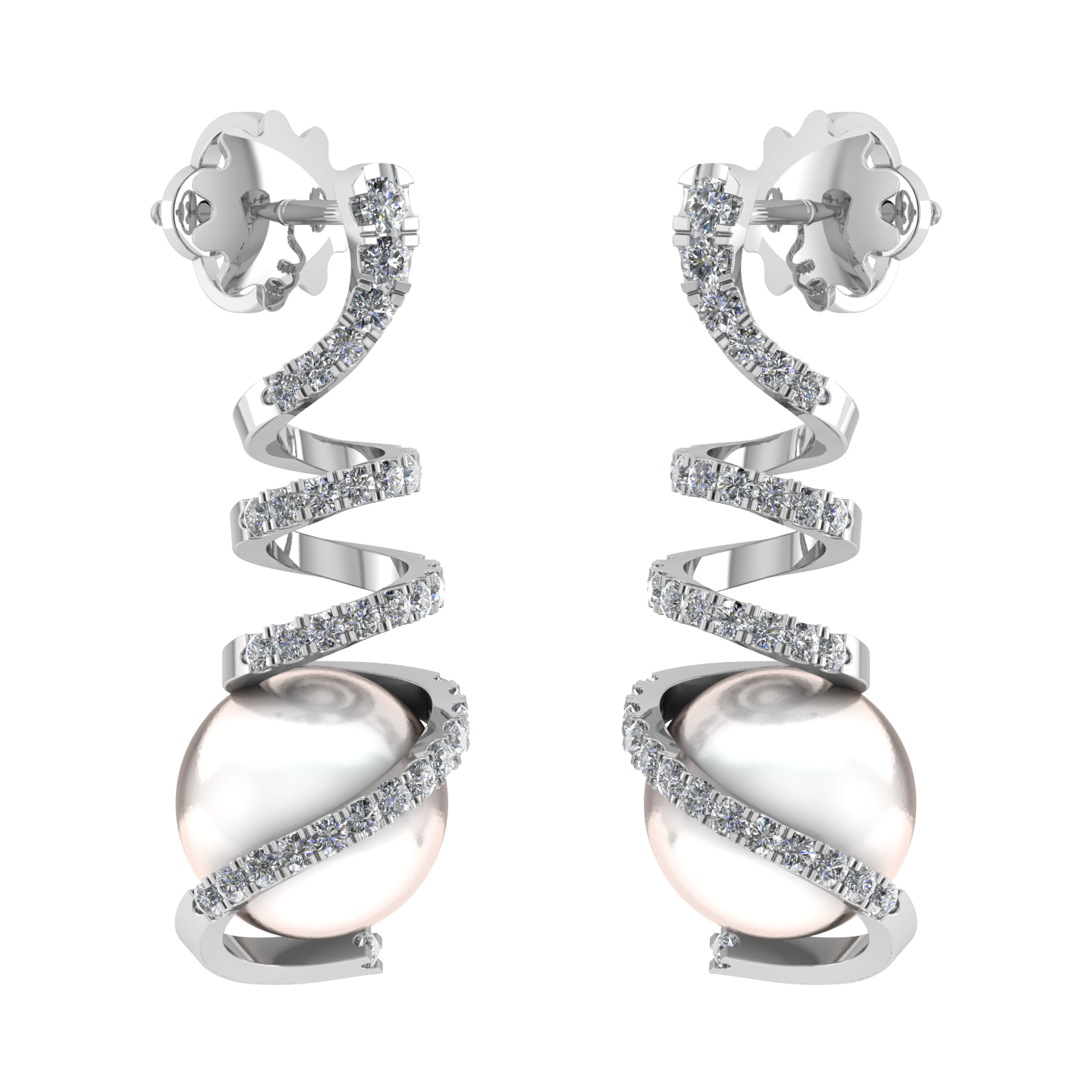 Vintage Pearl & Natural Diamond Earrings - JN030609-ER17