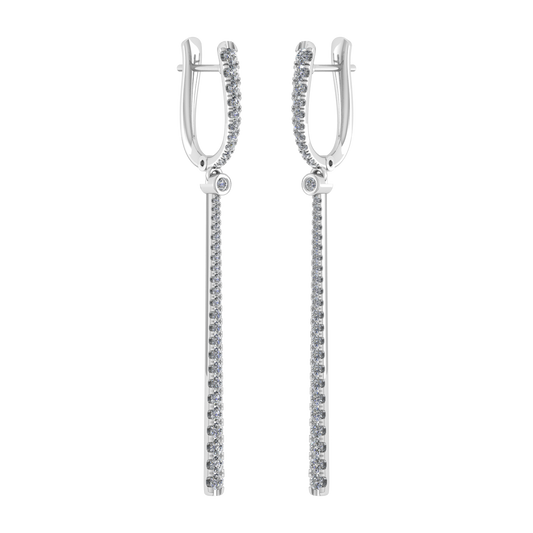 Elegant 18k Gold Genuine Diamond Drop Bar Earrings - JN030609-ER18