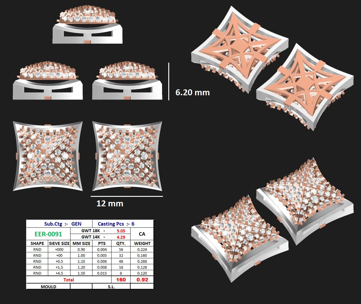 18K Solid White Gold & Rose with Round Cut Diamond - JN030609-ER76