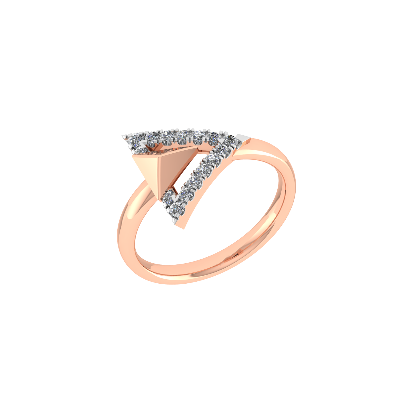 Triangle Trendy18K Gold Diamond Ring  -  JN030609-R206