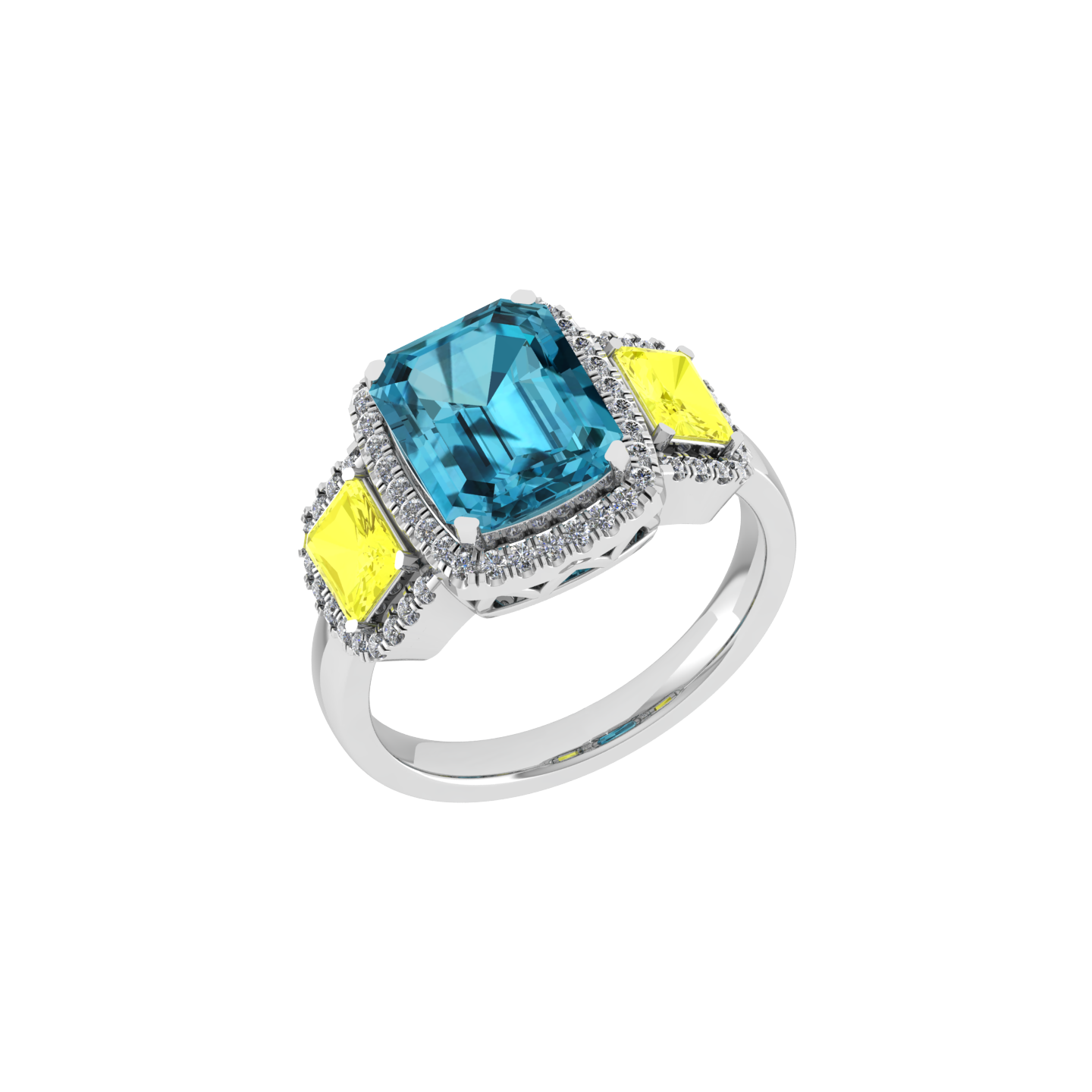 Luxury 18K Gold Triple Diamond Stud Ring - JN030609-R176