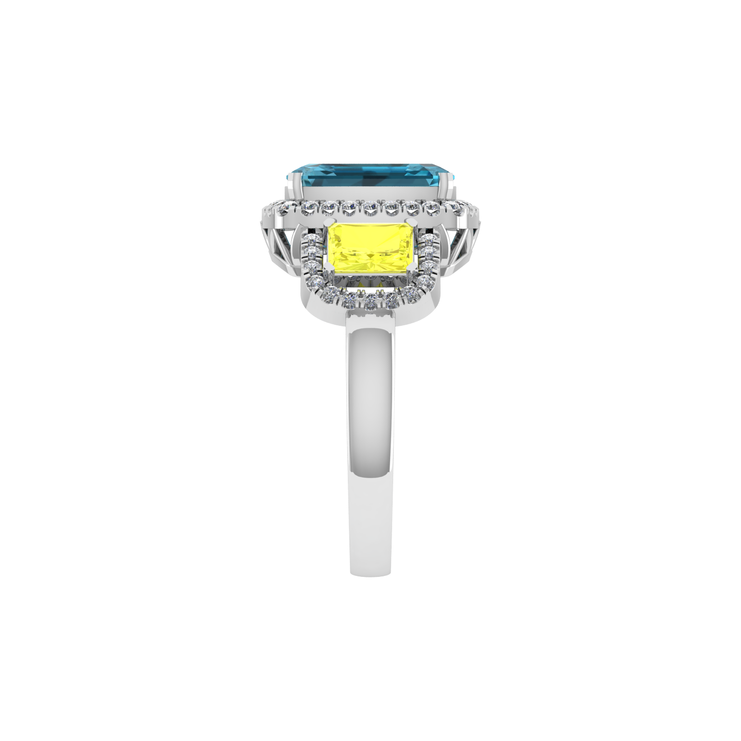 Luxury 18K Gold Triple Diamond Stud Ring - JN030609-R176