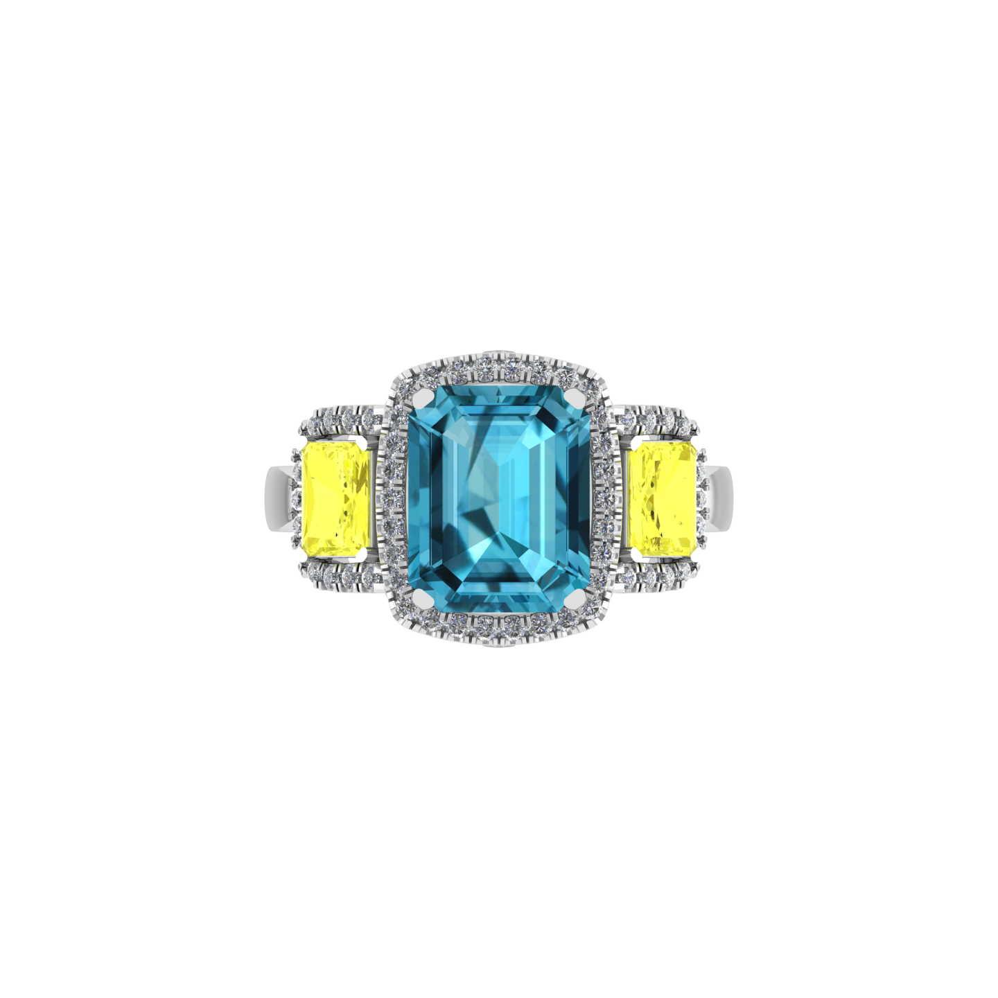 Luxury 18K Gold Triple Diamond Stud Ring - JN030609-R176