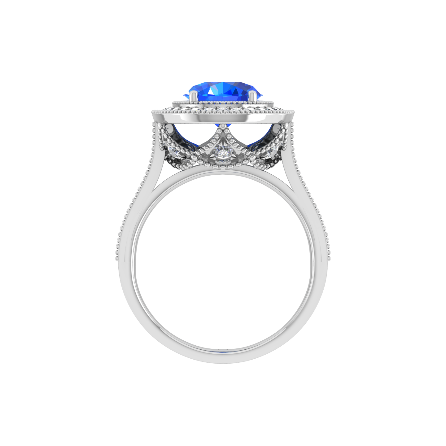 Royal Elegant 18K Gold Diamond Stud Ring - JN030609-R181