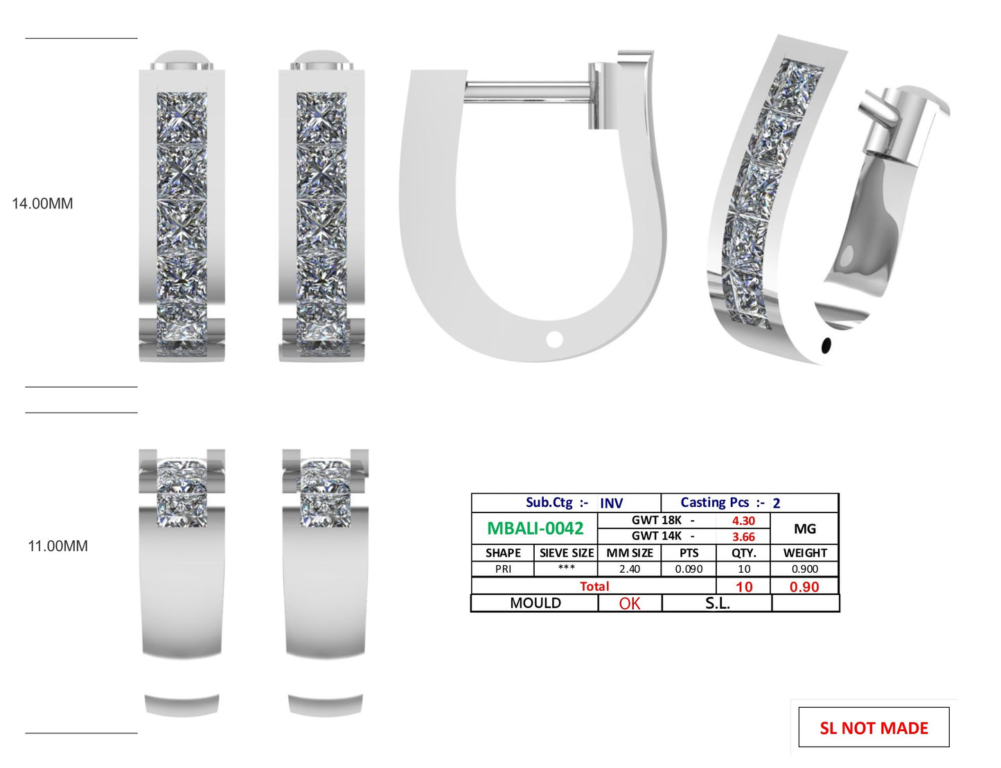2.5 Ct Diamond 18K Gold Huggie Hoop Pave Set Earring - JN030609-ER29