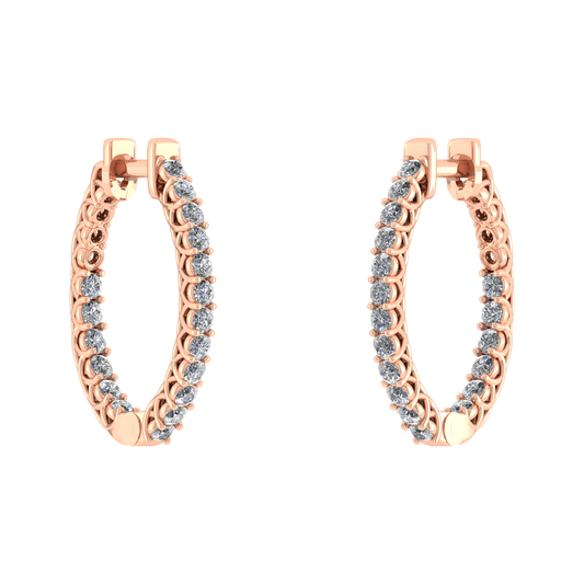 2.5 Ct Diamond 18K Rose Gold Hoop Pave Set Earring - JN030609-ER29