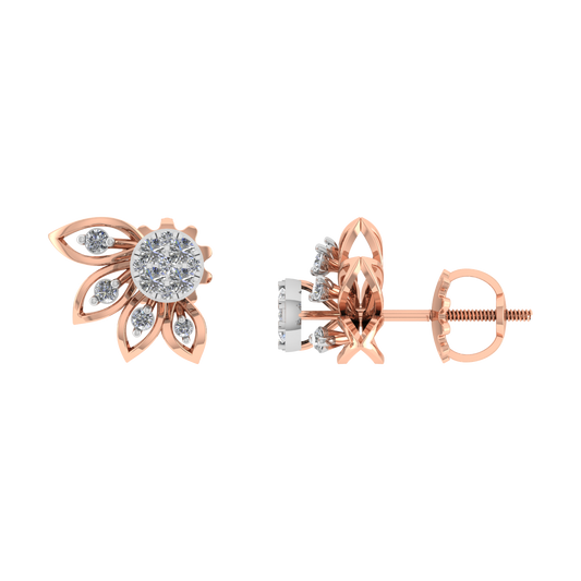 18K Gold Round Cut Diamond Stud Bridal Diamond Earrings - JN030609-ER34