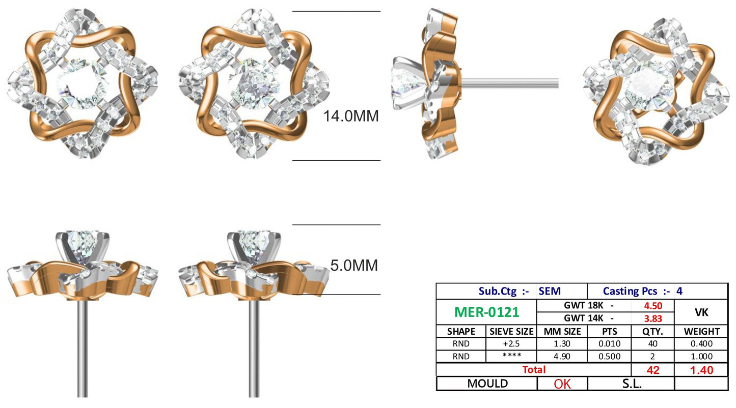Round Pave Set Knot Stud Diamond Earrings - JN030609-ER37