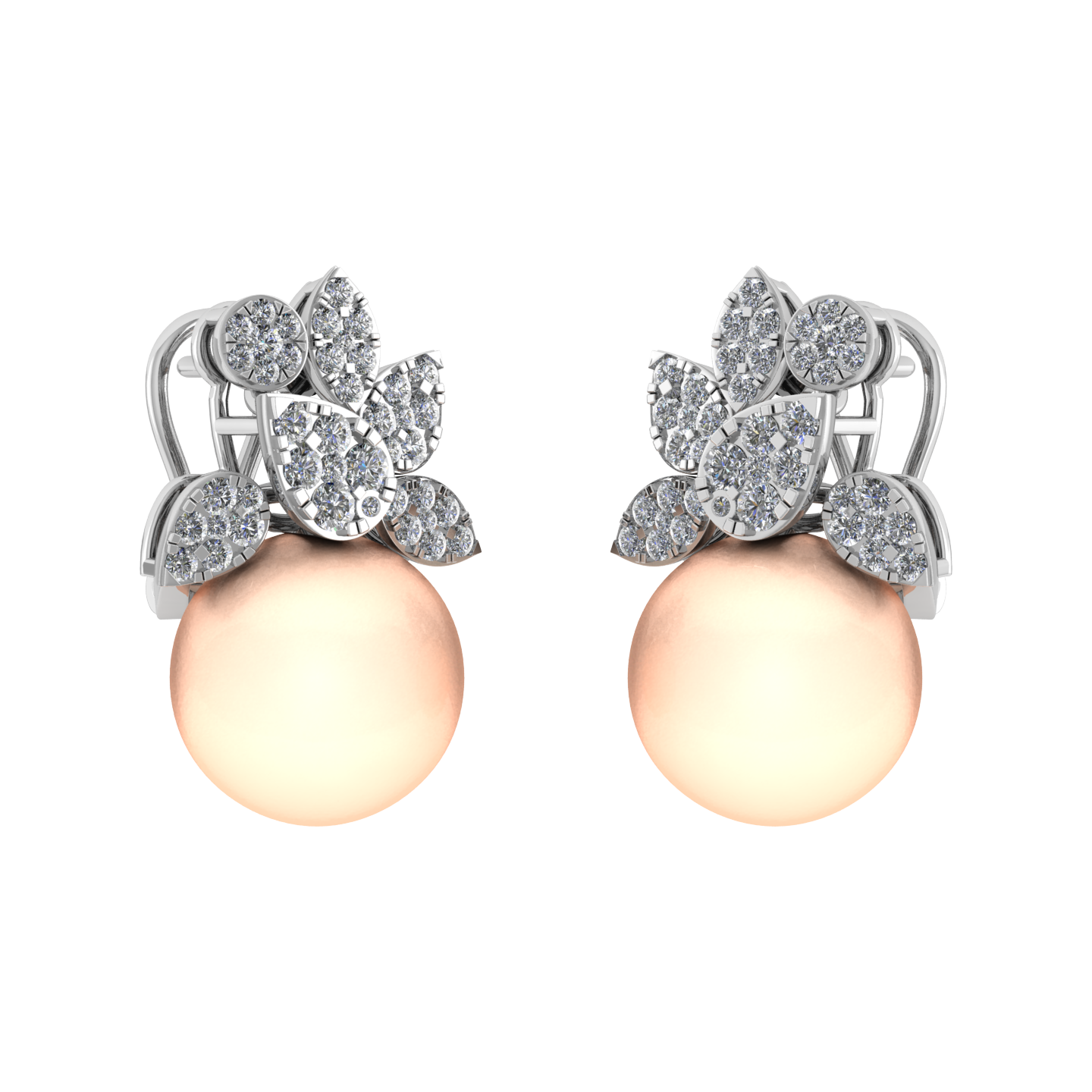 Natural Pearl and Diamond Wedding Earrings - JN030609-ER47
