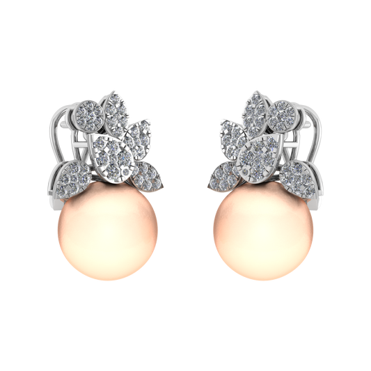Natural Pearl and Diamond Wedding Earrings - JN030609-ER47