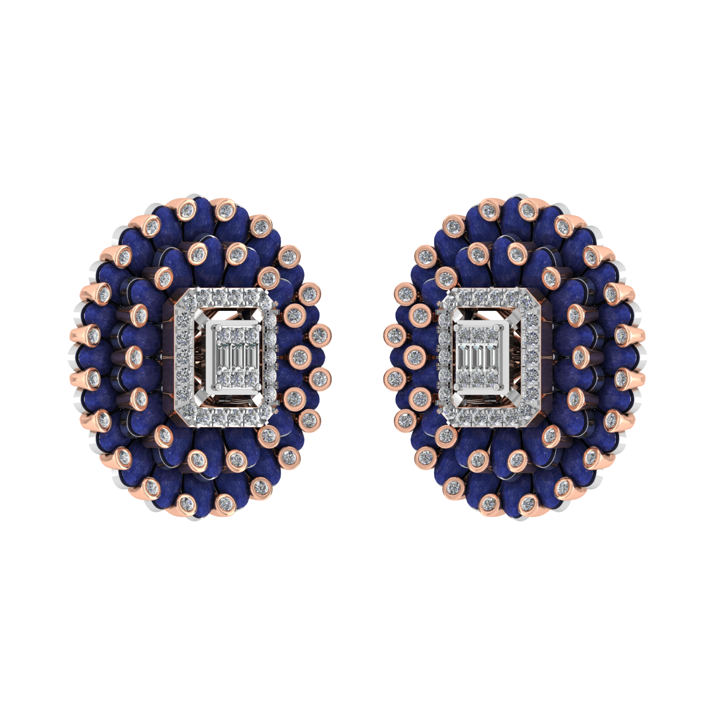 Gemstone with Diamond Stud and Enamal Color Diamond Earring - JN030609-ER48