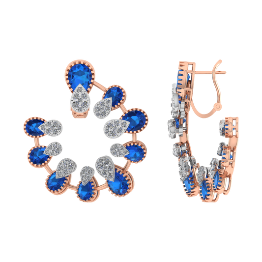 Color Gemstone Natural Colombian Diamond Earring - JN030609-ER49