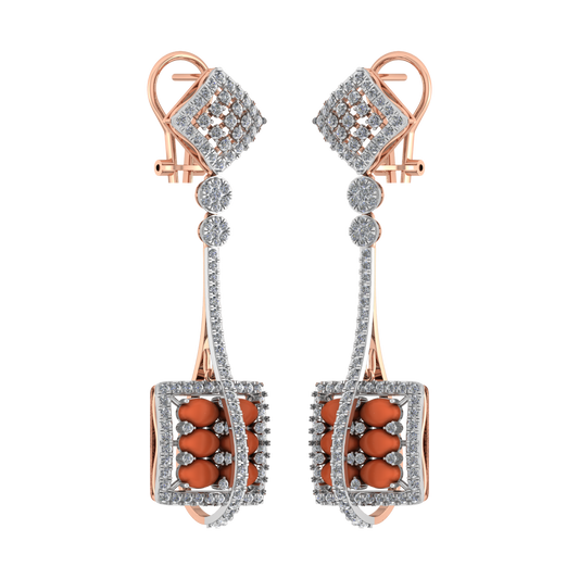 Trendy Earrings Color Gemstone with Diamond - JN030609-ER52