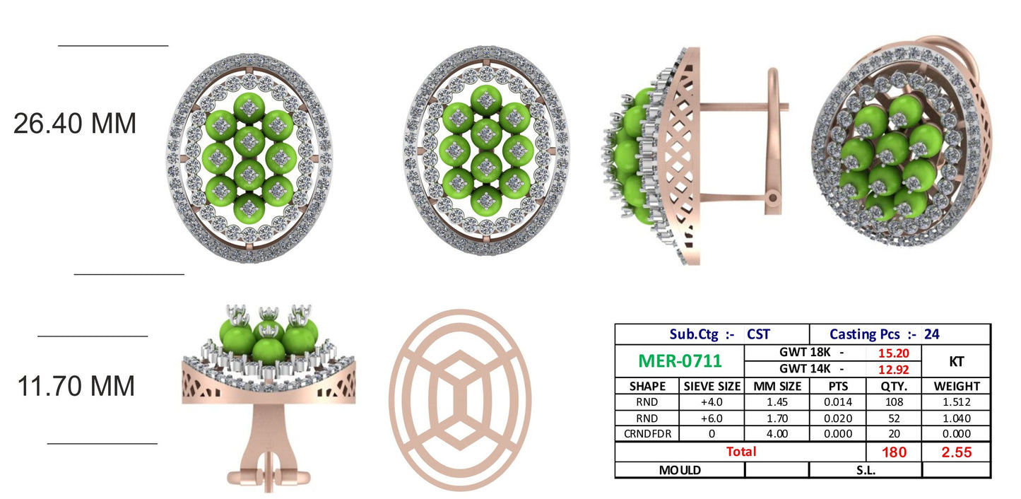 Elegant Design Diamond Gold Earrings - JN030609-ER58