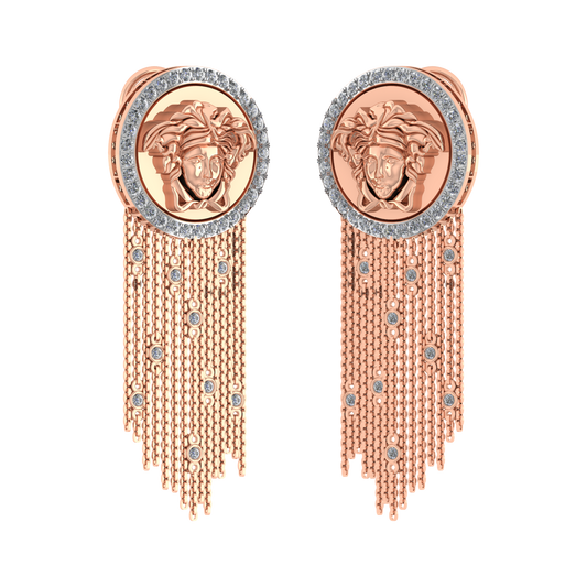 18K Rose Gold Diamond Tall Hanging Earring - JN030609-ER153