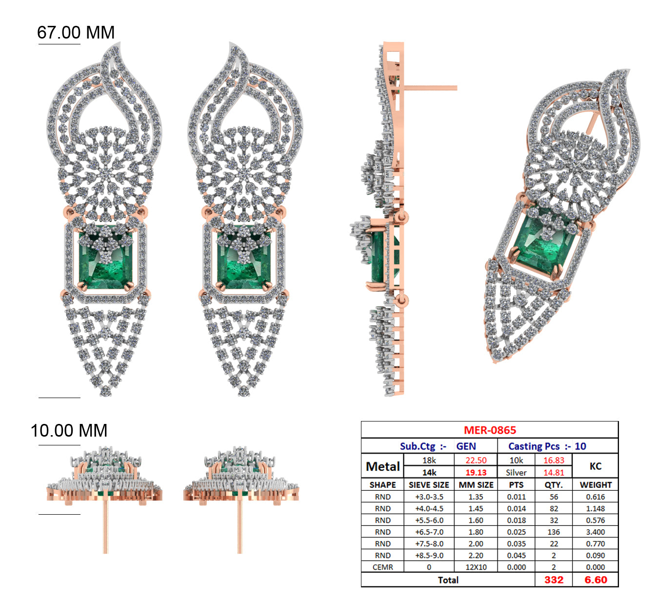 Elegant Design Diamond Gold Earrings - JN030609-ER63