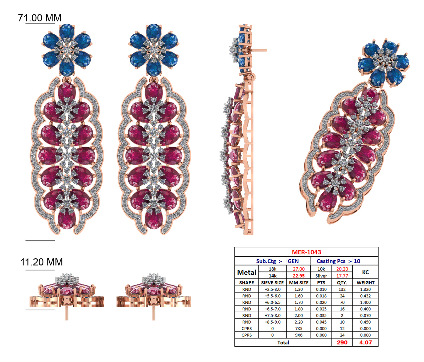 Beautiful Diamond Gold Earrings - JN030609-ER69