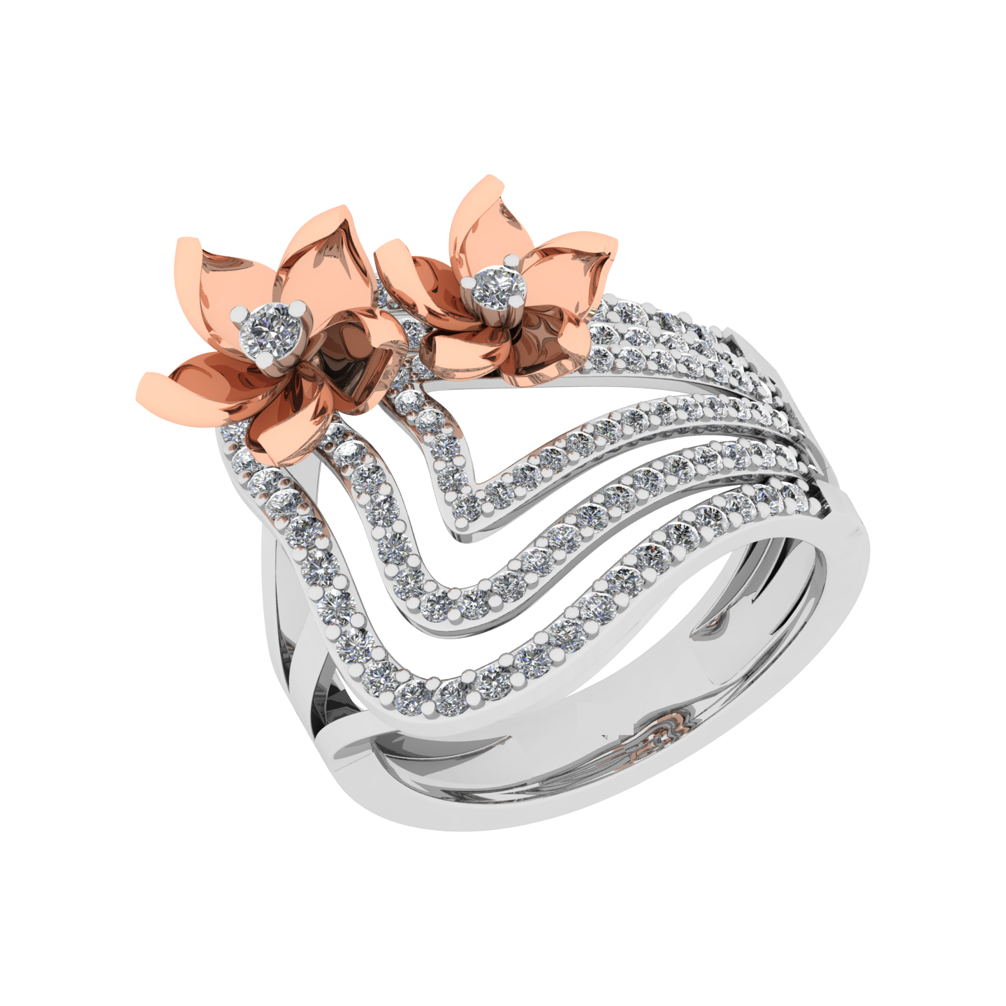 Beautiful 18K Gold Diamond Ring - JN030609-R212