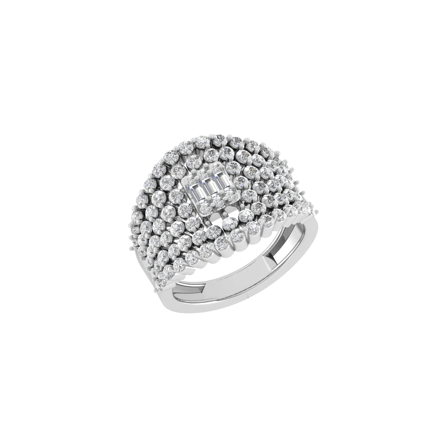 Sophisticated Design 18K White Gold Diamond Ring - JN030609-R117