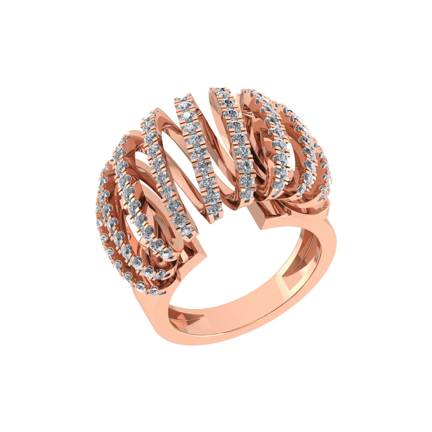 Beautiful Curl 18K Gold Diamond Ring  -  JN030609-R205