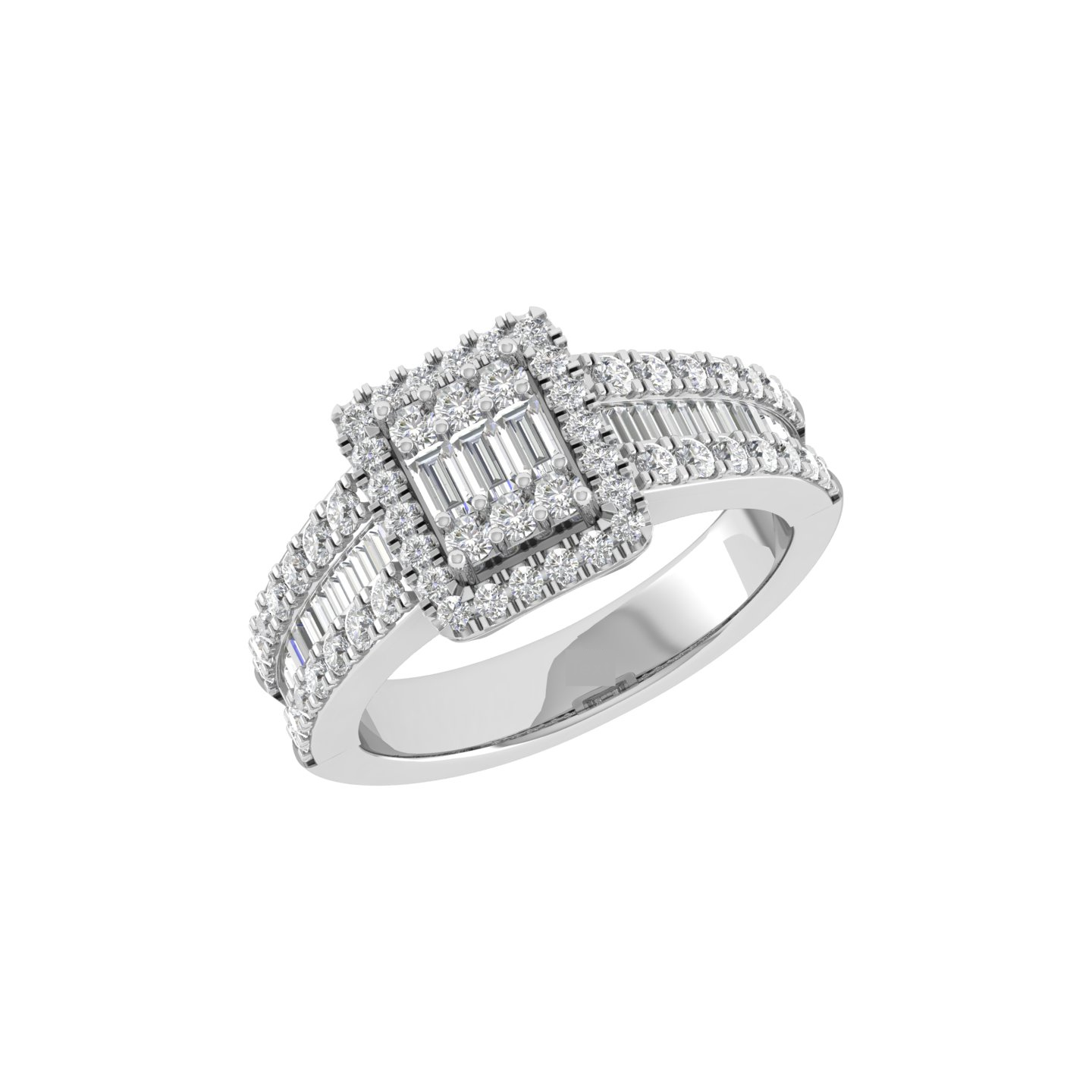 White 18K Gold Diamond Stud Ring - JN030609-R121