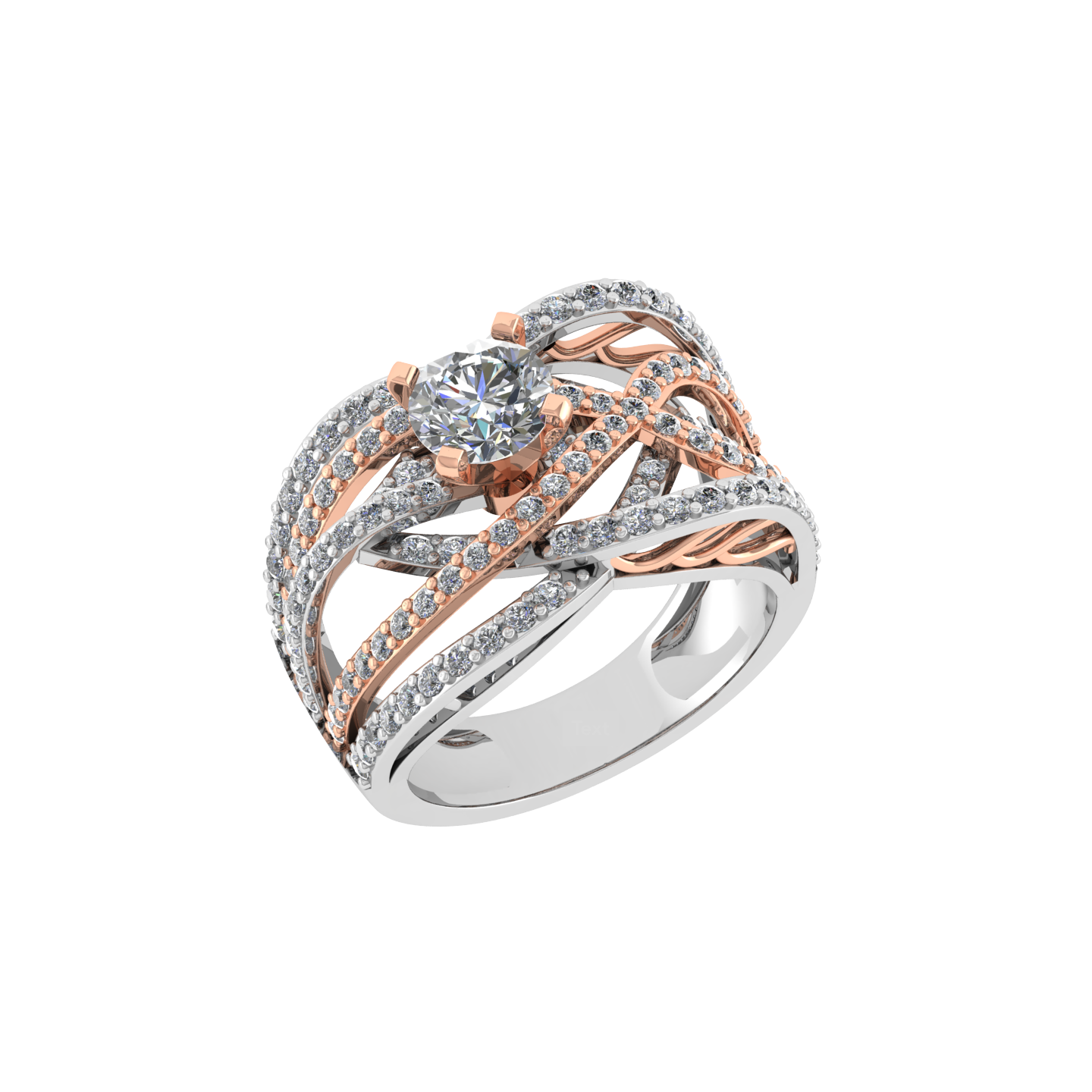 Rose Gold and White Gold Custom 18K Gold Diamond Ring - JN030609-R124