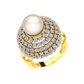 Pearl and Diamonds Custom Beautiful 18K Gold Ring  -  JN030609-R46