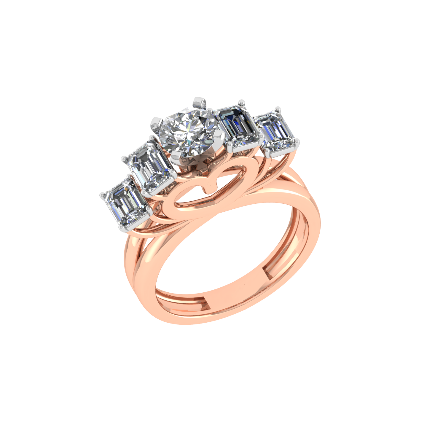 Beautiful Diamond Stud 18K Rose Gold Ring - JN030609-R48