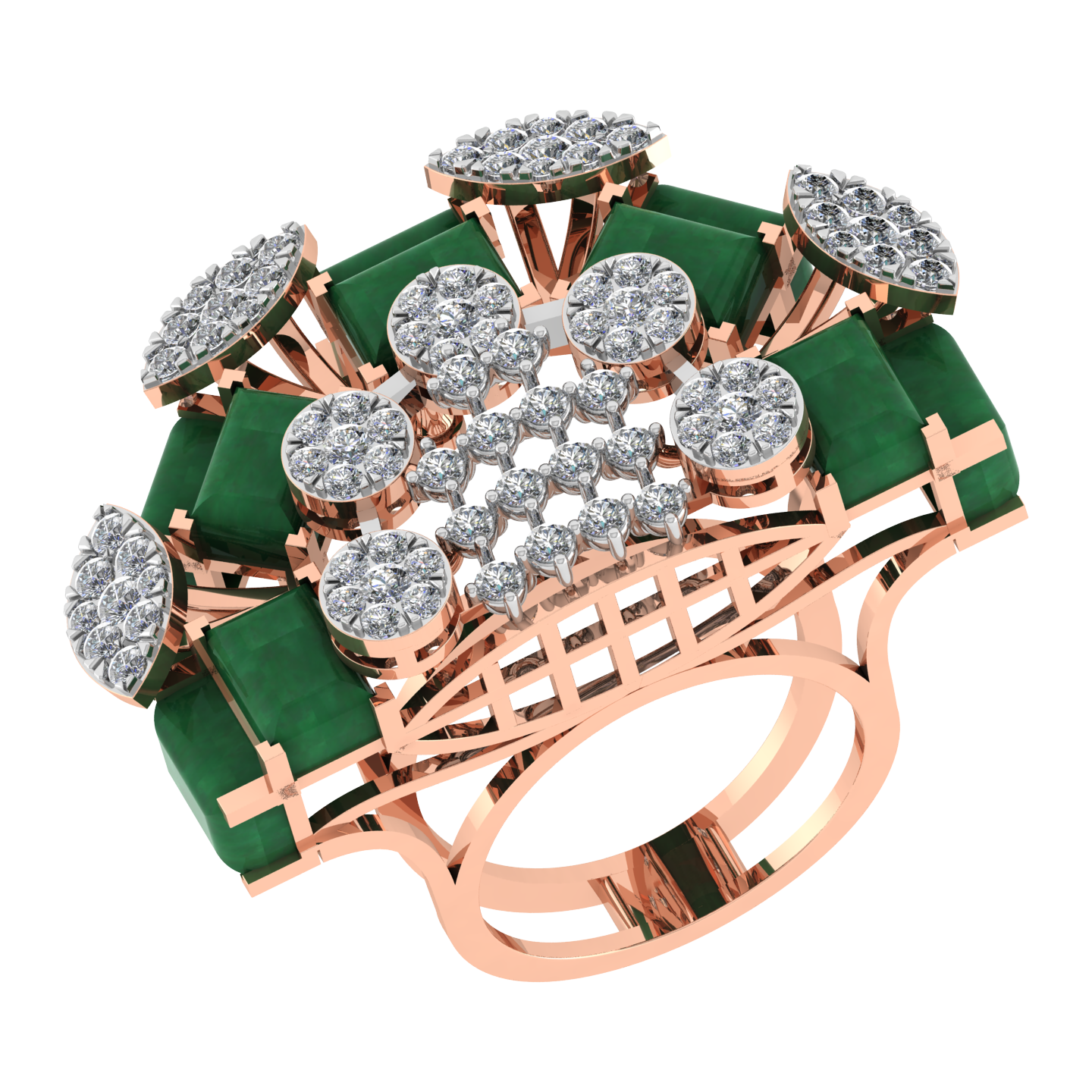 Royal Custom Design 18K Gold Diamond Ring - JN030609-R96