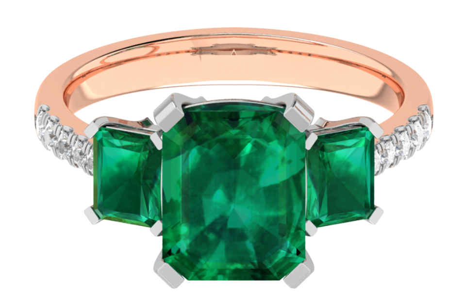 Graceful Design 18K Gold Triple Stud Diamond Ring - JN030609-R101D