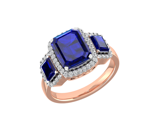 Luxury Design 18K Gold Triple Stud Diamond Ring  - JN030609-R101E