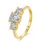 Luxury 3 Stud Diamond Ring Real 18K Gold 5d Hollow 2 Carat Moissanite Diamond in Centre & 2x 0.3ct Side Studs Ring -  JN030609-S1-R01