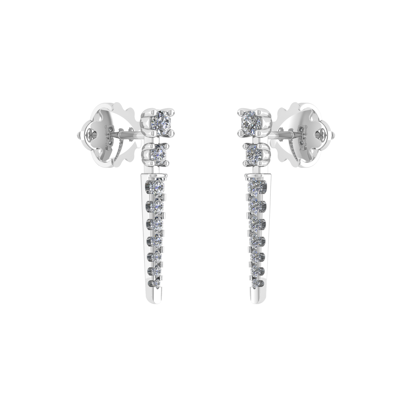 18k Gold Genuine Diamond Drop Bar Earrings - JN030609-ER15