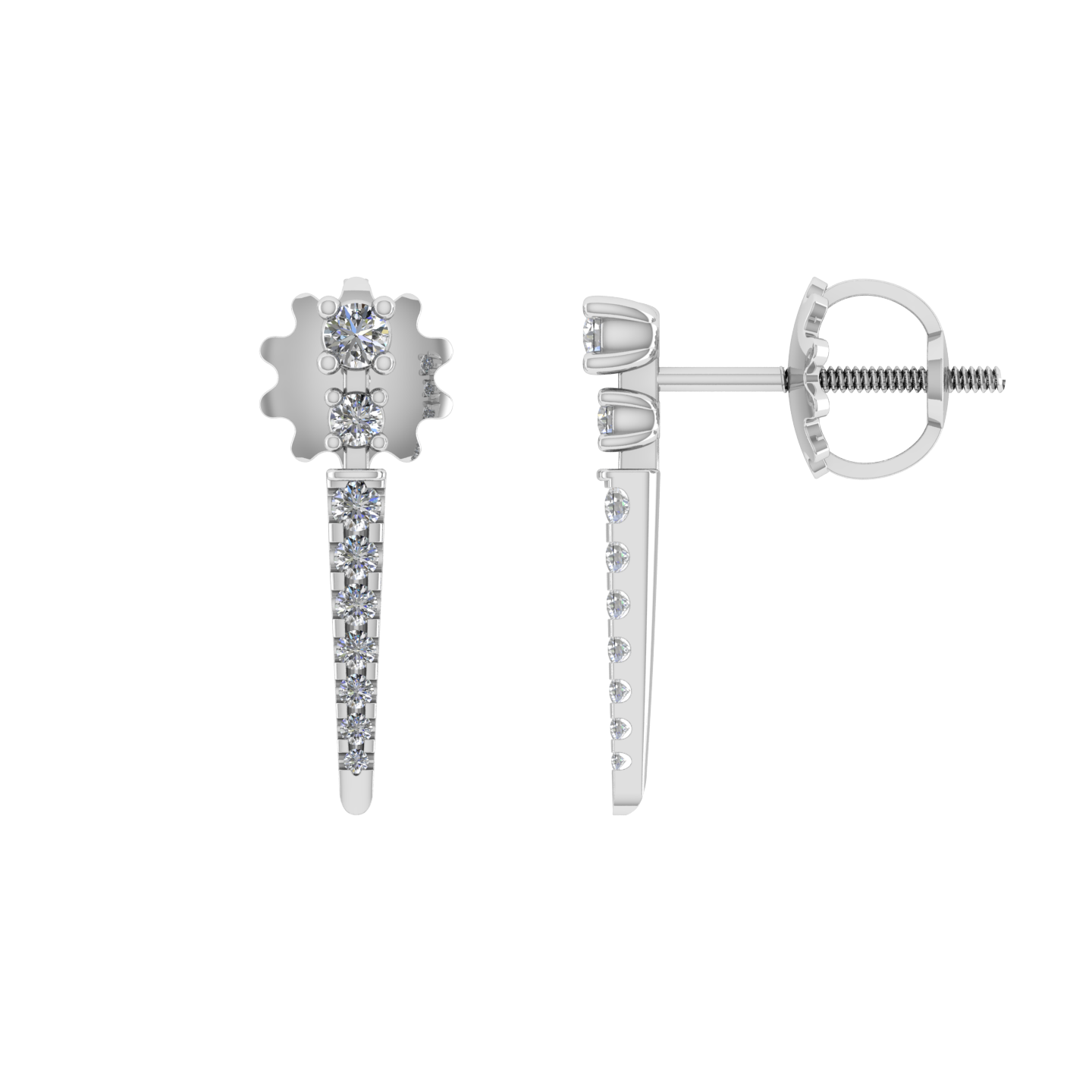 18k Gold Genuine Diamond Drop Bar Earrings - JN030609-ER15