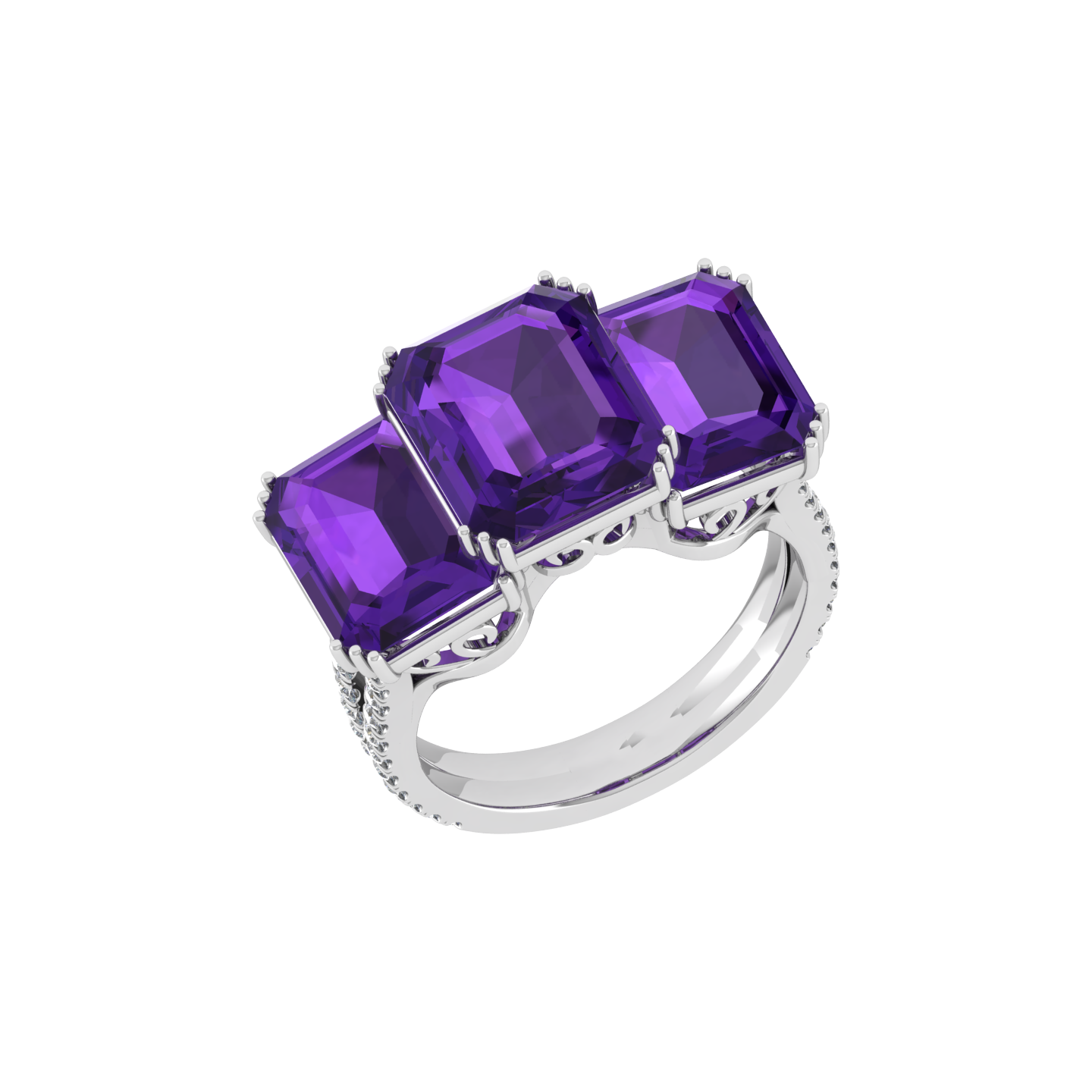 Graceful 18K Gold Triple Diamond Ring  -  JN030609-R173