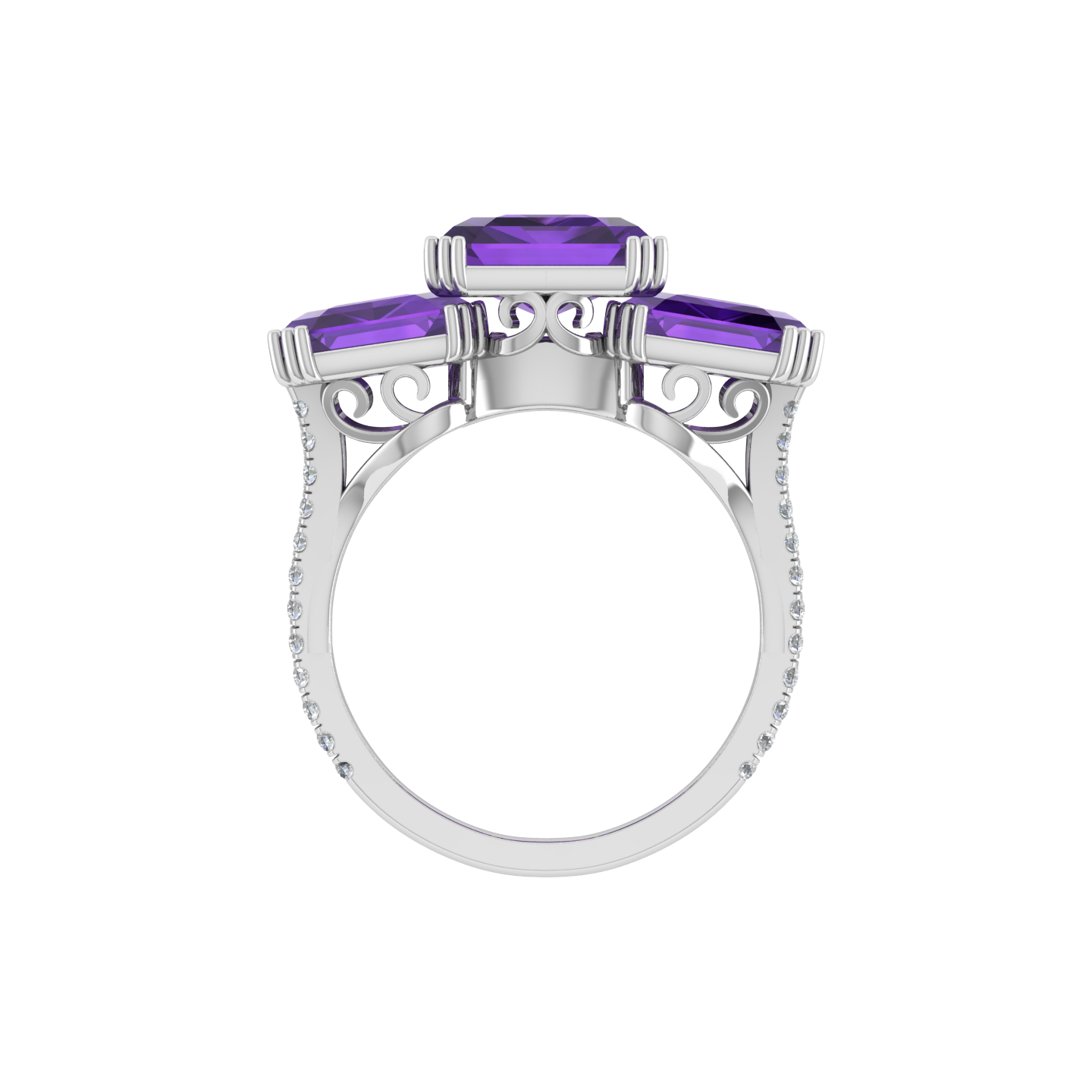 Graceful 18K Gold Triple Diamond Ring  -  JN030609-R173