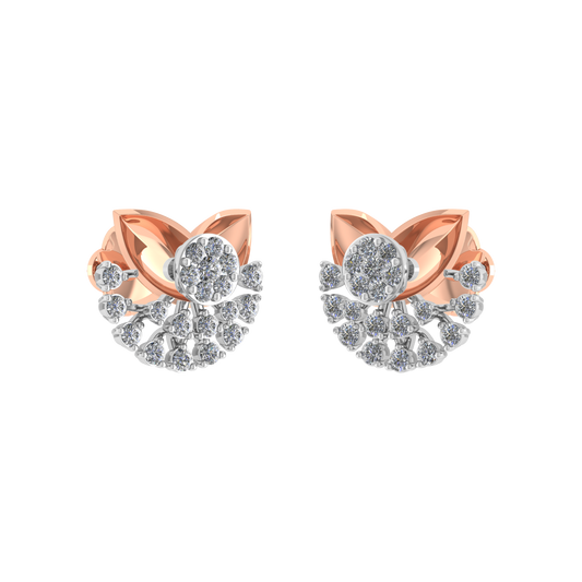 18K Gold Leaf Diamond Studs - JN030609-ER36