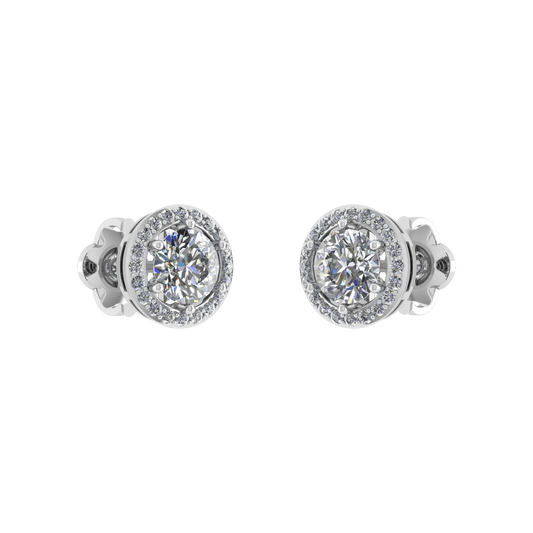 Solitaire Round Cut Diamond 18K Solid Gold Stud - JN030609-ER44