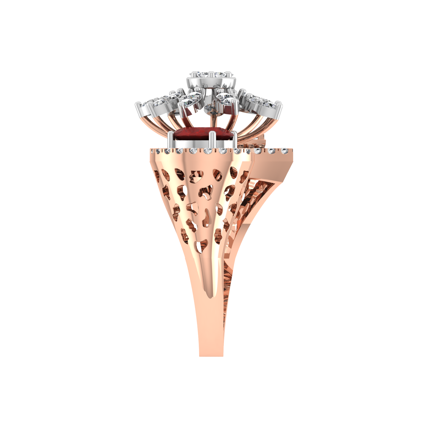 Trendy 18K Gold Diamond Ring with Stud Diamond - JN030609-R7