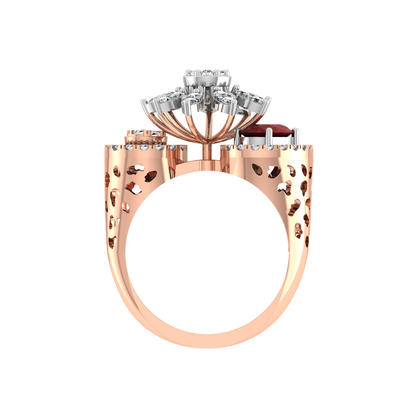 Trendy 18K Gold Diamond Ring with Stud Diamond - JN030609-R7