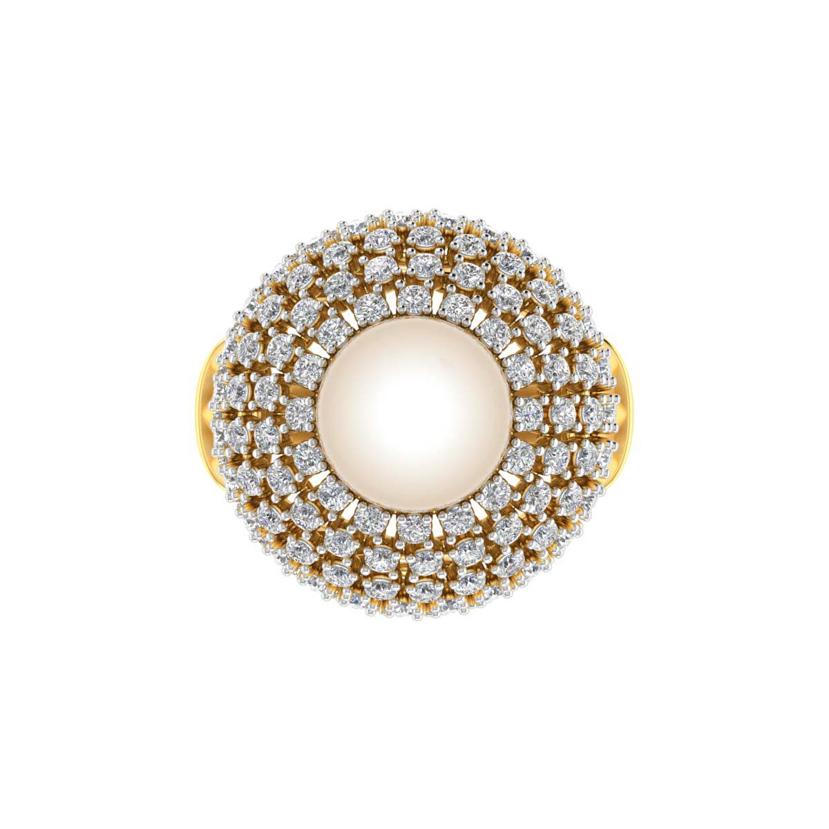 Pearl and Diamonds Custom Beautiful 18K Gold Ring  -  JN030609-R46