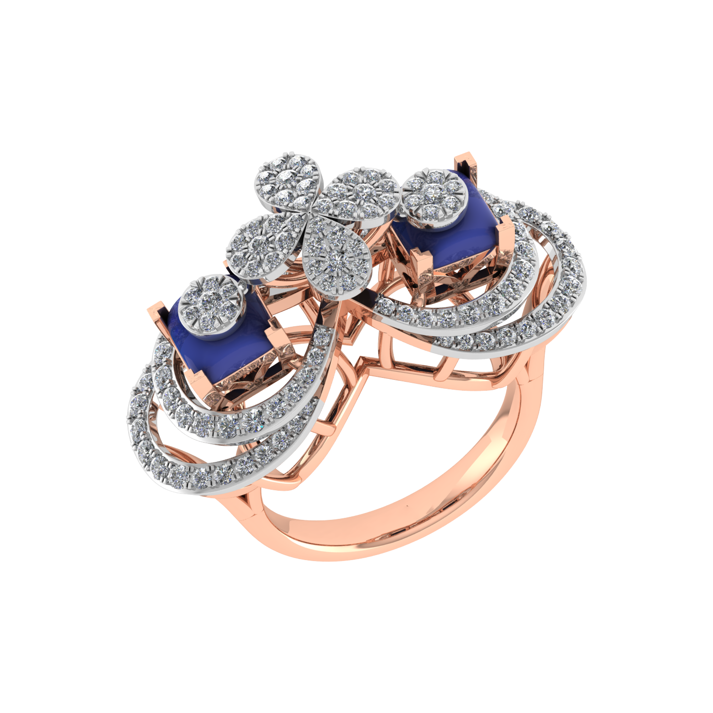 Beautiful Royal Design 18K Gold Diamond Ring  - JN030609-R77