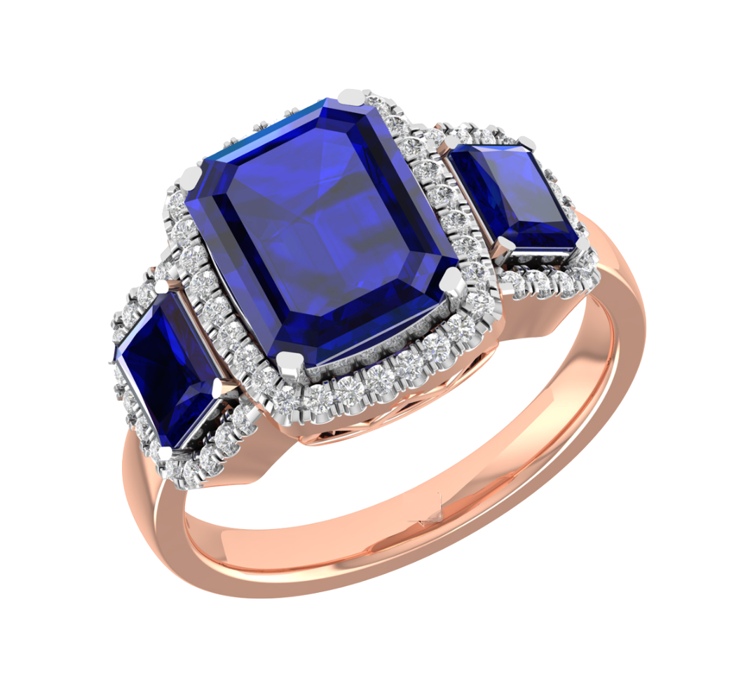 Luxury Design 18K Gold Triple Stud Diamond Ring  - JN030609-R101E